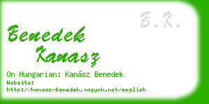 benedek kanasz business card